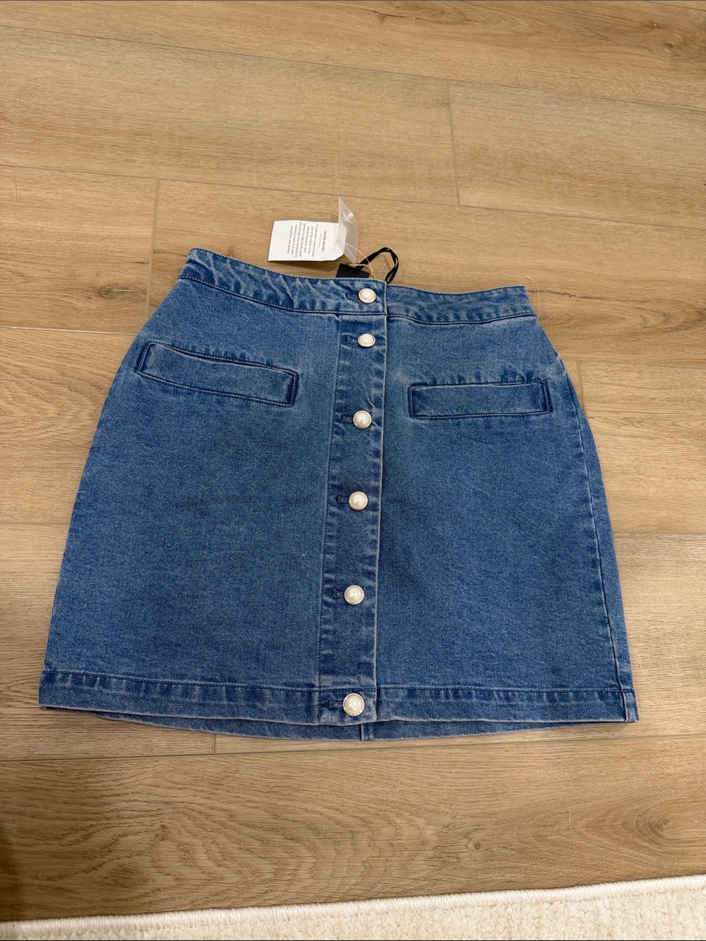 House of Harlow 1960 Blue Button-Front Denim Mini Skirt